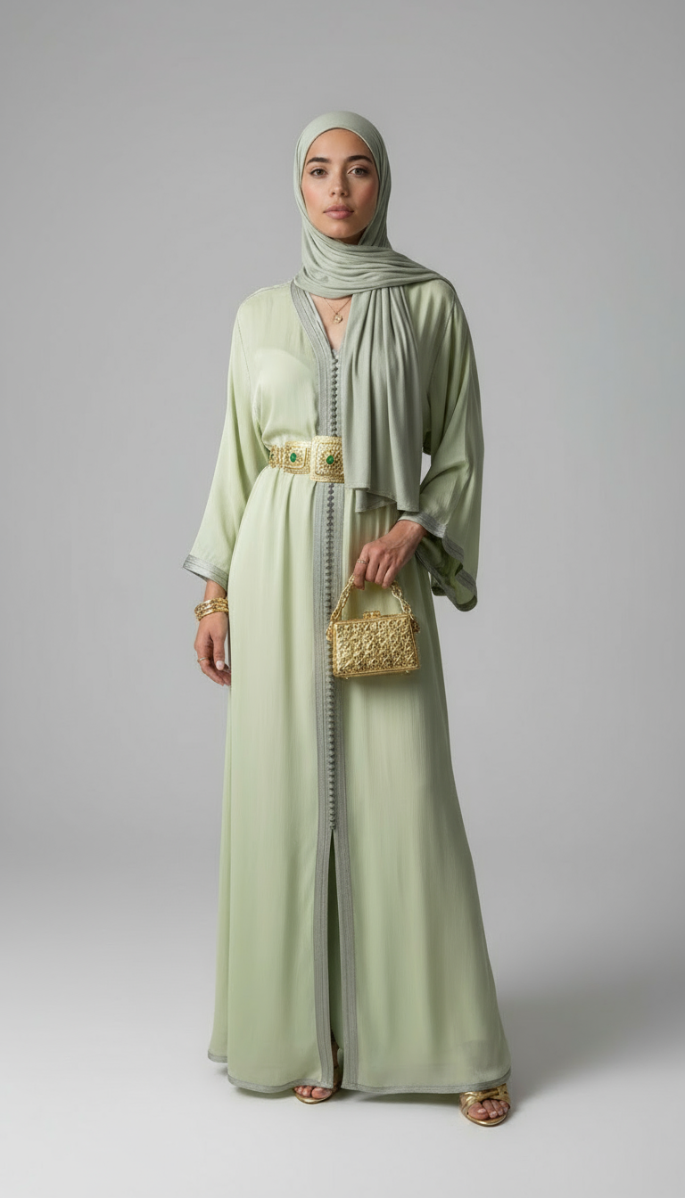 AI fashion model wearing Elegant abayas - Flow and drape captured